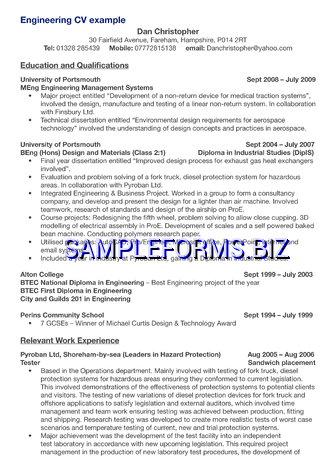 Engineering CV Example pdf free